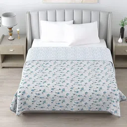 Anadhika Grey Floral AC Room Single Bed Dohar-picture-0