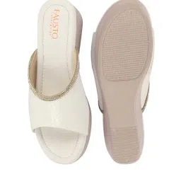 Fausto Women's White Casual Wedges image 3