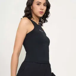 Ajile By Pantaloons Jet Black Slim Fit Printed Sports Tank Top image 3