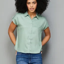 Fame Forever by Lifestyle Sage Green Viscose Regular Fit Shirt-picture-24