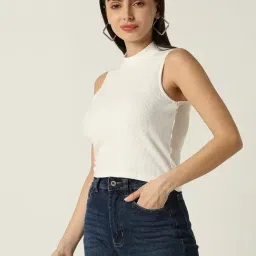 R&B Ivory Viscose Slim Fit Crop Top image 3