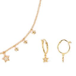 Shaya 925 Silver Gold Plated Stars in the Galaxy Earrings and Necklace Matching Set for Women-picture-6