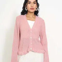 Akkriti By Pantaloons Pink Icing Regular Fit Cardigan-image-44