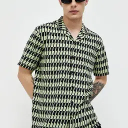 Forca by Lifestyle Sage Green & Black Regular Fit Printed Shirt-picture-15
