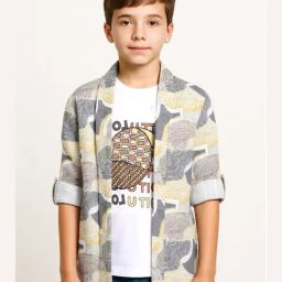 Charchit Boys Mustard Printed Comfort Fit Shirt-picture-46
