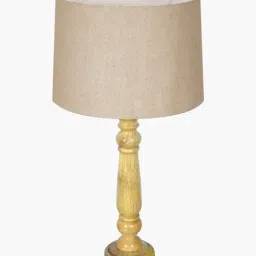 homesake Mable Rustic Wood Table Lamp Industrial Bedside Living Room Light Jute fabric Shade image 3