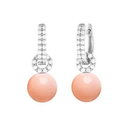 MINUTIAE Silver-Plated Artificial Stones Studded And Pearls Beaded Spherical Hoop Earrings image 4