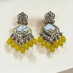 TRUST OUS Women Kundan Ethnic Drop Earrings image 3