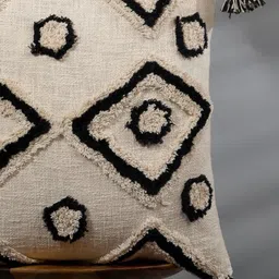 THEGASBH Black & White Geometric Cotton Square Cushion Cover image 4