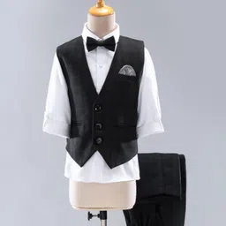 Robo Fry Full Sleeves Solid Party Suit With Bow - Black-picture-16