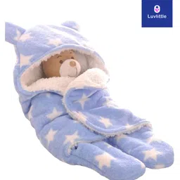Luvlittle Baby 3-in-1 Fleece Hooded Baby Blanket Wrapper - Blue-picture-24