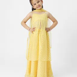 nautinati Nauti Nati  Sleeveless Motif Foil Printed Choli With Coordinating Lehenga With Dupatta Set - Yellow-picture-24