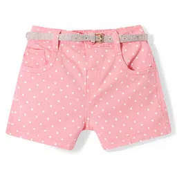 Babyhug Twill  Woven With Stretch  Mid Thigh Shorts Polka Dot Print - Pink-picture-24