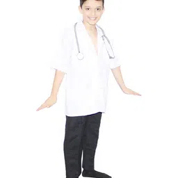 Kaku Fancy Dresses Our Community Helper Doctor Theme Costume Set - White & Black-image-29