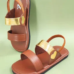 The Madras Trunk Heart Designed Colour Blocked Sandals - Brown image 1
