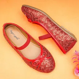 boyz n galz Sequin Embellished & Bow Applique Detailed Ballerinas - Red-picture-40