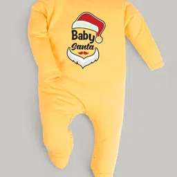 FFlirtygo Christmas Theme Cotton Full Sleeves Baby Santa Printed Romper - Yellow-picture-25