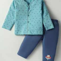 Tango Single Jersey Knit Full Sleeves Night Suit with Star Print - Light Blue-picture-15