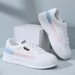 Shoetopia Colour Blocked Lace Up Sneakers - White-picture-18