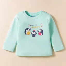 Tango Interlock Knit Full Sleeves T-Shirt with Penguin Print - Light Blue image 1