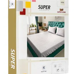 KLOTTHE White & Beige Floral 400 TC Bedsheet With 2 Pillow Covers image 2