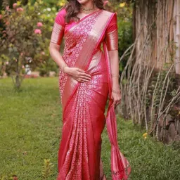 YAMUNE Woven Design Zari Pure Silk Handloom Banarasi Saree-picture-25