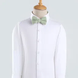Robo Fry Cotton Full Sleeves Solid Party Suit With Waistcoat & Bow- Green image 3