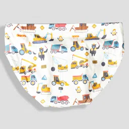 TRESNOVA Cotton Pack Of 3 Anti Microbial & Smart Waistband Technology Rocket & Vehicles Printed Briefs - White Red & Navy Blue image 4