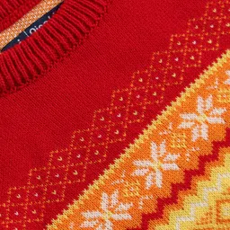 Pine Kids Cotton Knit Full Sleeves Pullover Sweater With Aztec & Colour Block Design - Multicolour image 3