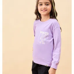 StyloBug Cotton Knit Full Sleeves Wanted Poster Printed Light Winter Sweatshirt - Lavender image 4