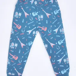 Kiwi Pack of 2 Cotton Stars & Musical Instruments Printed Lounge Pants - Blue & Grey image 5