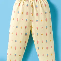 Tango Single Jersey Knit Full Length Lounge Pants With Animal & Ice- cream Print Pack Of 2 -Red & Yellow image 4