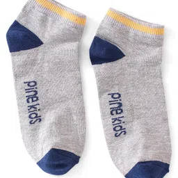 Pine Kids Ankle Socks With Solid Colour Pack Of 3 - Yellow Grey & Navy Blue image 5