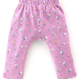 Babyhug Cotton Interlock Knit Full Length Diaper Leggings Floral Print Pack of 3 - Multicolor image 5
