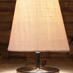 Devansh White Jute Round Metal Steel Table Lamp image 5