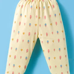 Tango Single Jersey Knit Full Length Lounge Pants With Animal & Ice- cream Print Pack Of 2 -Red & Yellow image 5