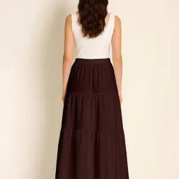 Moomaya Brown Regular Fit Skirt with Pockets image 4