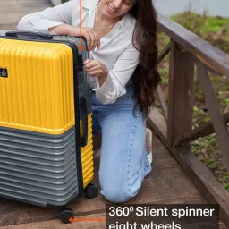 Nasher Miles Istanbul Hard-Sided ABS and PC Check-in Yellow and Grey 75cm Trolley Bag image 4