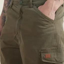 Allen Solly Green Cotton Regular fit Solid Shorts image 4