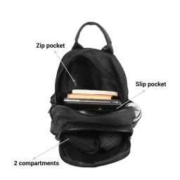 Mochi Black Stylish Medium Backpack image 4