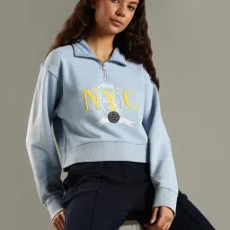 Tommy Hilfiger Blue Cotton Relaxed Fit Printed Sweatshirt image 5