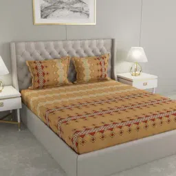 Raymond Home Shubham Brown 120 TC Cotton King Bedsheet with 2 Pillow Covers-picture-41