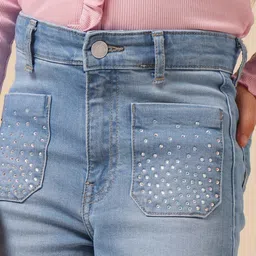 U.S. Polo Assn. Kids Girls Wide Leg High-Rise Light Fade Stretchable Jeans image 4