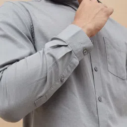 Code By Lifestyle Mid Blue Cotton Regular Fit Shirt image 4