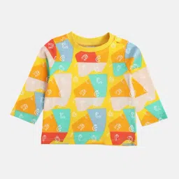 MINIKLUB Boys Navy & Yellow Printed Full Sleeves T-Shirt with Dungaree image 3