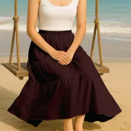 Moomaya Brown Regular Fit Skirt with Pockets image 2