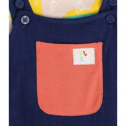 MINIKLUB Boys Navy & Yellow Printed Full Sleeves T-Shirt with Dungaree image 5