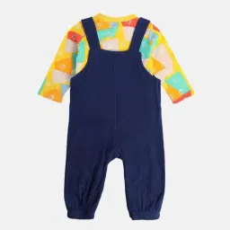 MINIKLUB Boys Navy & Yellow Printed Full Sleeves T-Shirt with Dungaree image 2