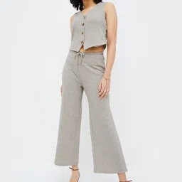 Ginger by Lifestyle Grey Textured Mid Rise Pants image 4