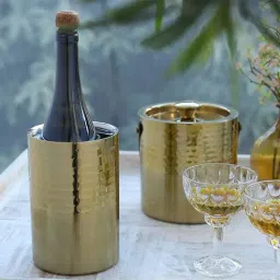 Home4U Gold Stainless Steel Wine Cooler - Set of 1-image-0